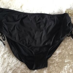 Beach House Swimwear Botton 24W Black Rooshed Hip Gathered Drawstring